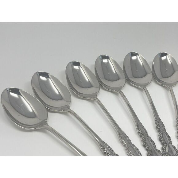Oneida Shelley Cube USA Stainless Place Dinner Soup Spoons 6 5/8” Set Of 6 - Picture 4 of 6